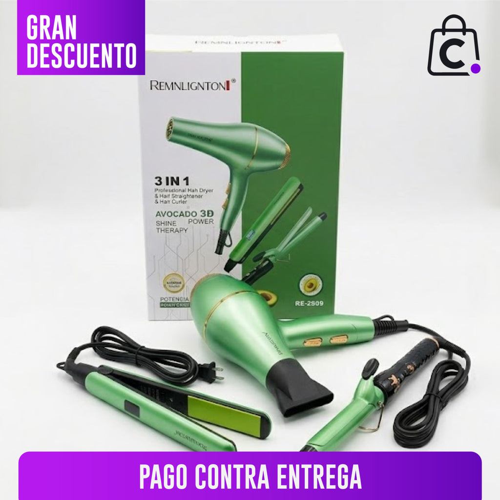 Combo Remington Alisado Perfecto 3 en 1 (Secador + Plancha + Rizador)