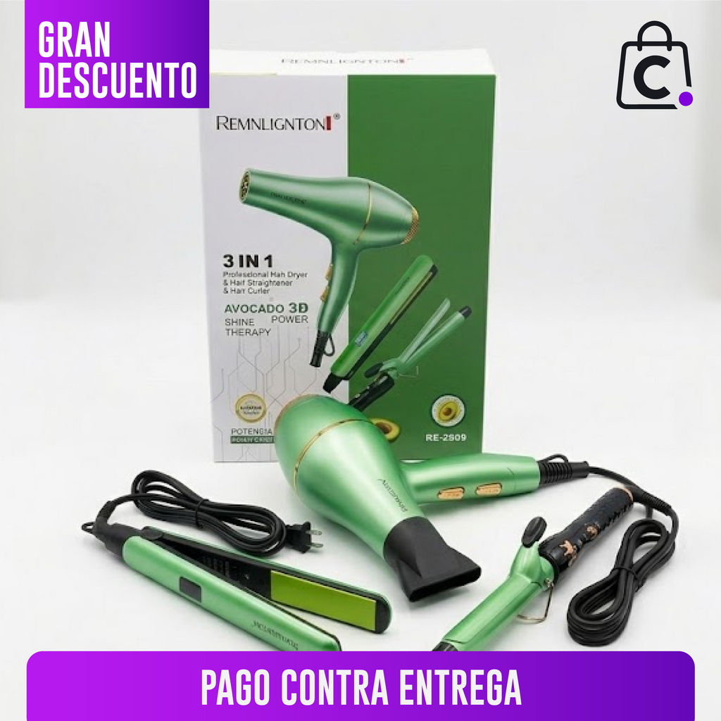 Combo Remington Alisado Perfecto 3 en 1 (Secador + Plancha + Rizador)